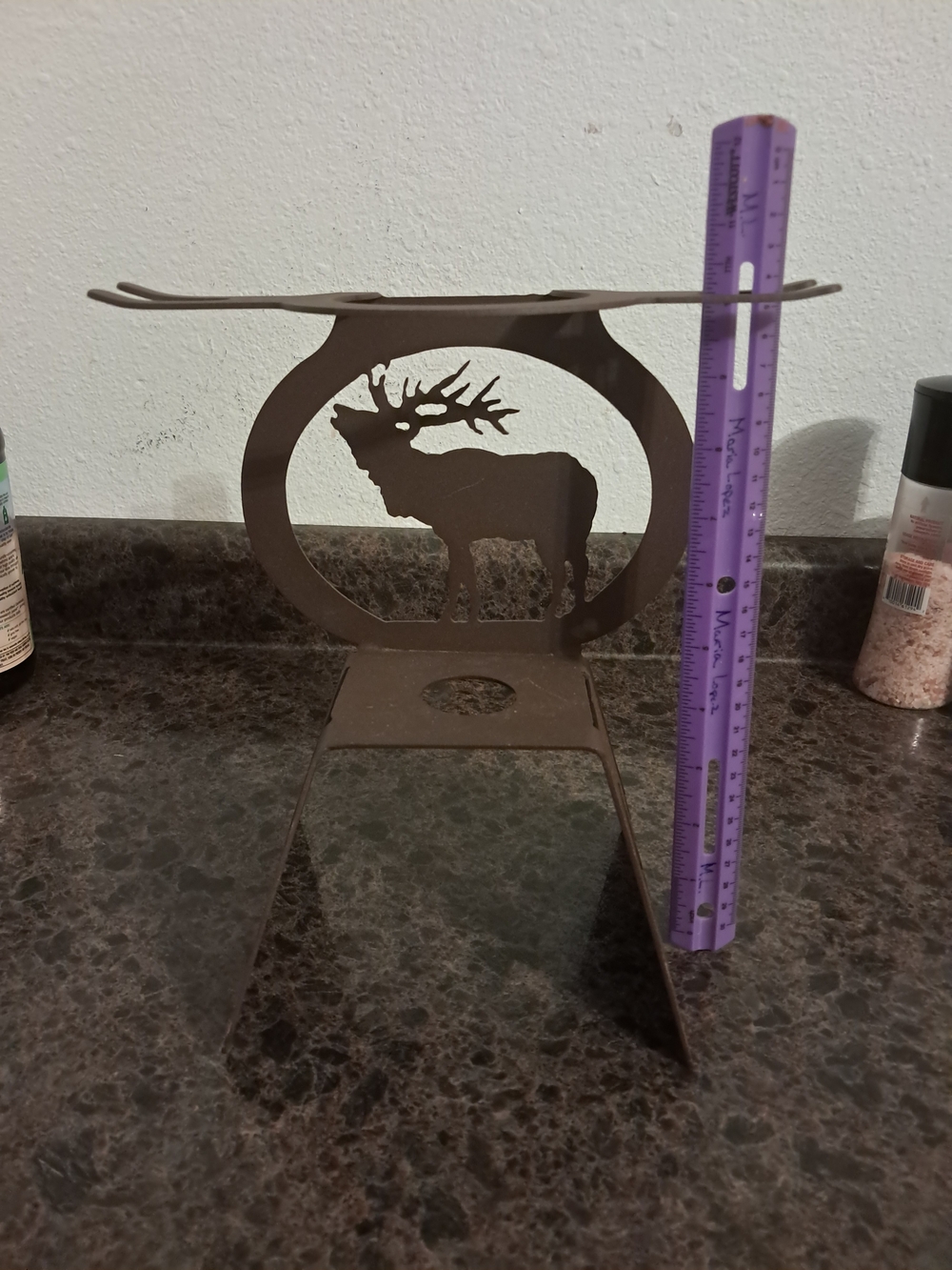 Rustic Brown Metal Deer Tea Light Holder